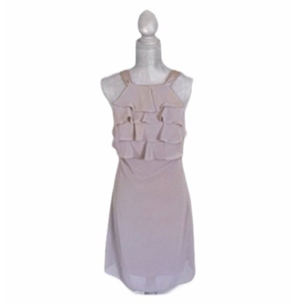 After Six Taupe Ruffle Dress Size 2
